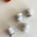 Marble egg cups on foot, set of 4