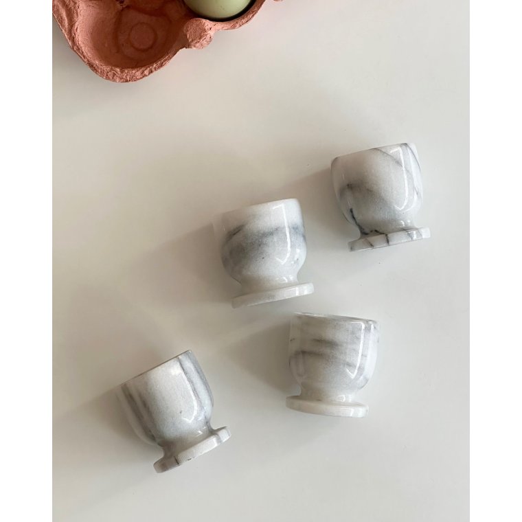 Marble egg cups on foot, set of 4