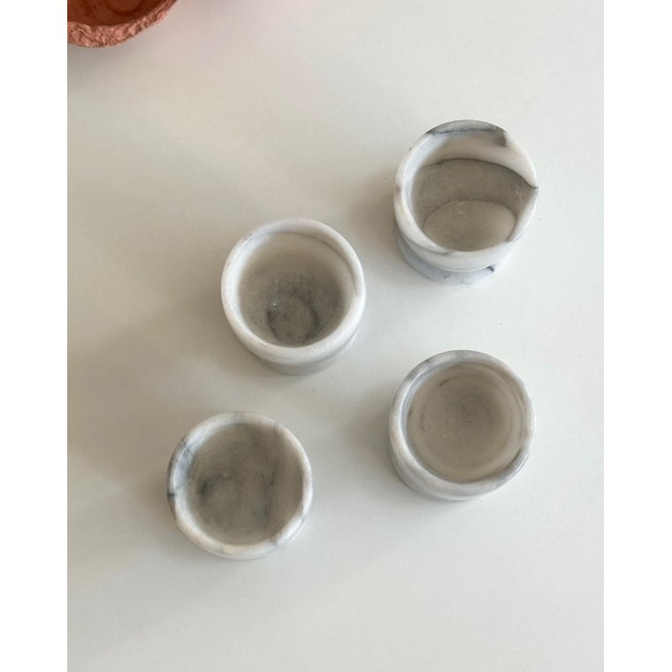Marble egg cups on foot, set of 4