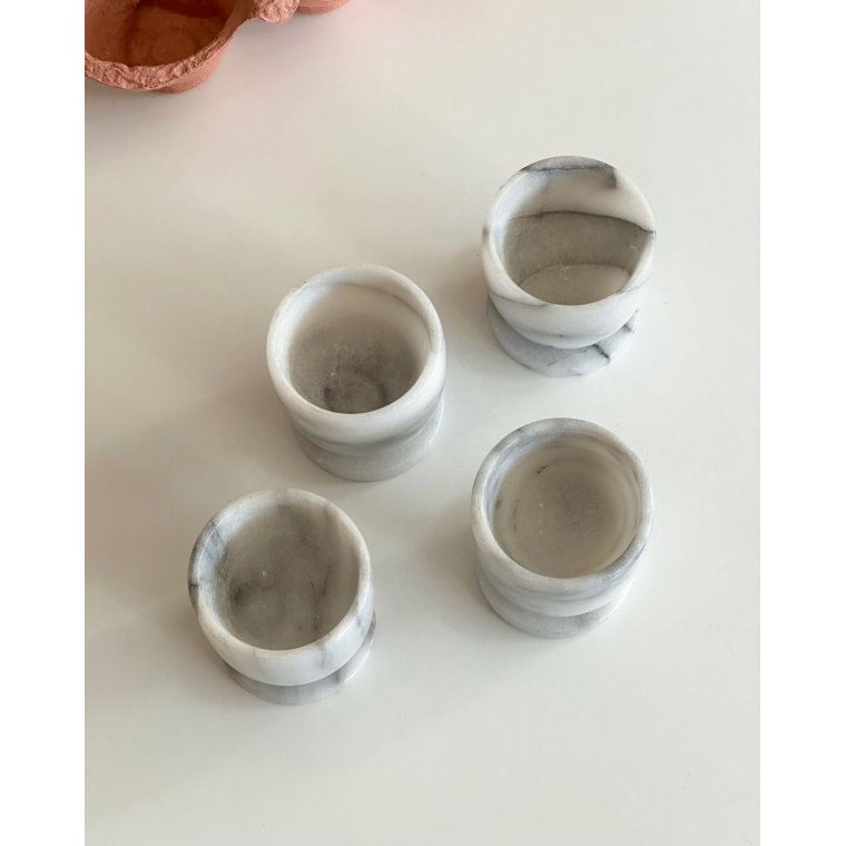 Marble egg cups on foot, set of 4