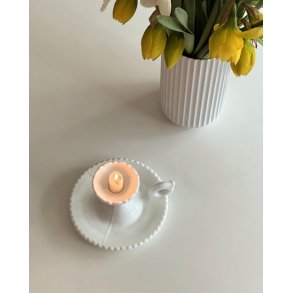Zabkowice candleholder, white opaline glass