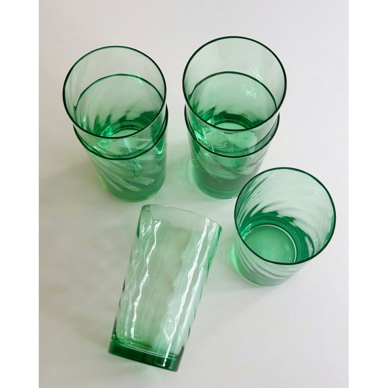 Gr�nne drikkeglas m swirl, 6 stk samlet
