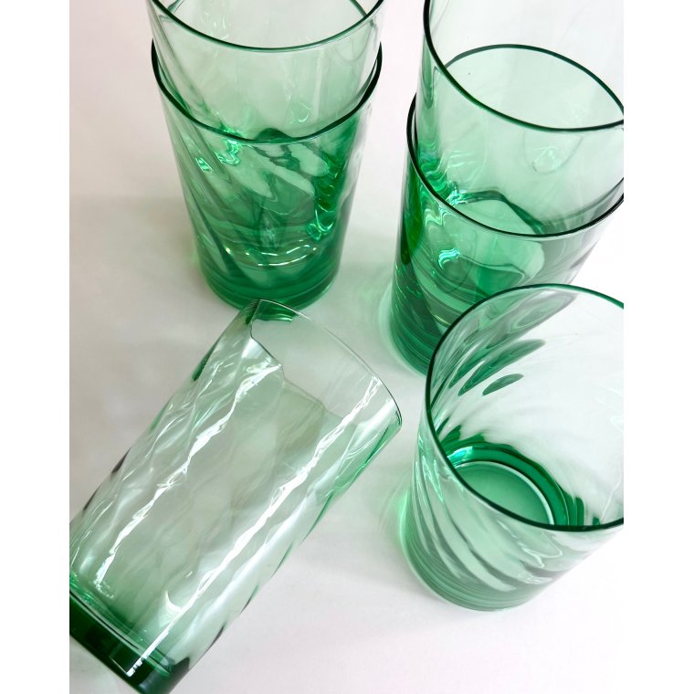 Gr�nne drikkeglas m swirl, 6 stk samlet