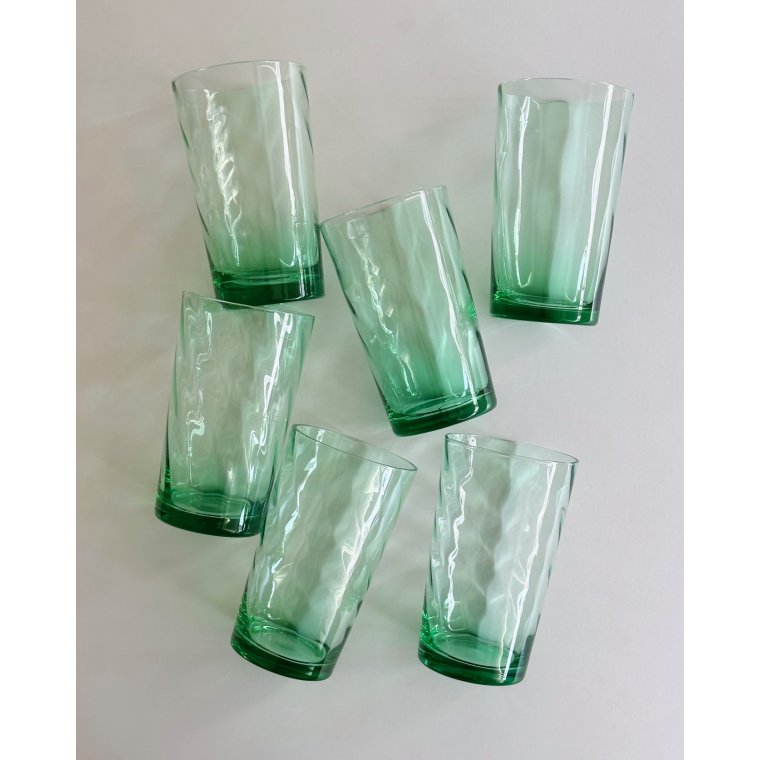 Gr�nne drikkeglas m swirl, 6 stk samlet