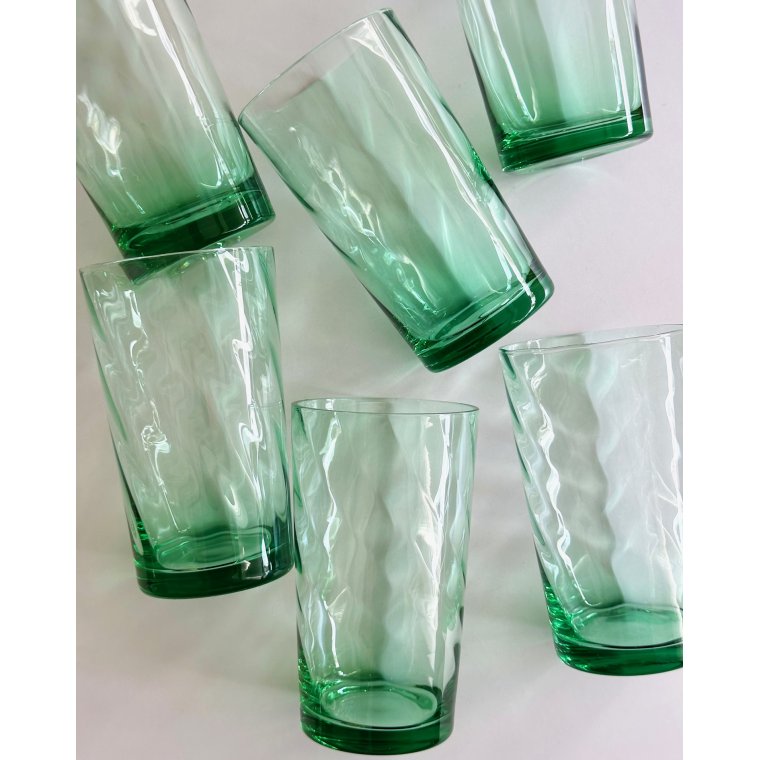Gr�nne drikkeglas m swirl, 6 stk samlet