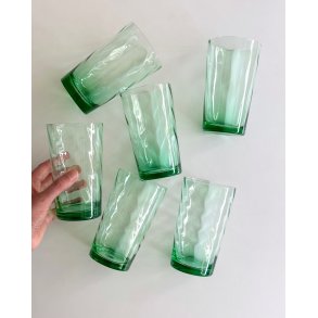 Gr�nne drikkeglas m swirl, 6 stk samlet