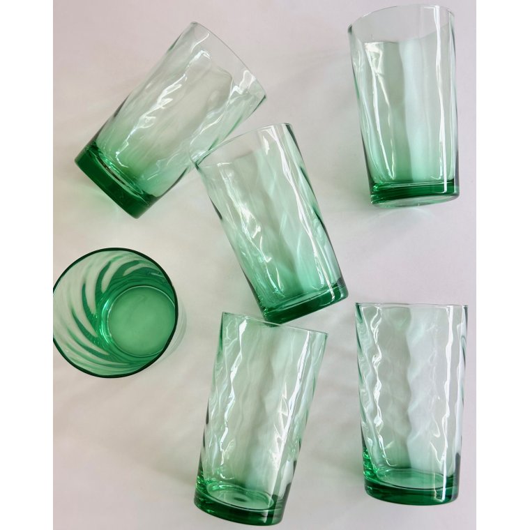 Gr�nne drikkeglas m swirl, 6 stk samlet