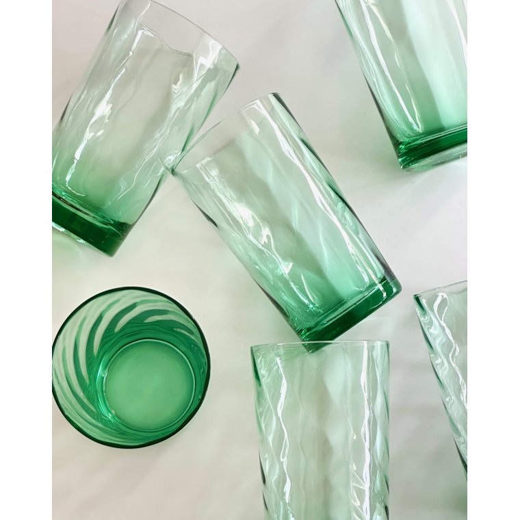 Gr�nne drikkeglas m swirl, 6 stk samlet