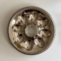 Egg dish, silvertone, patinated