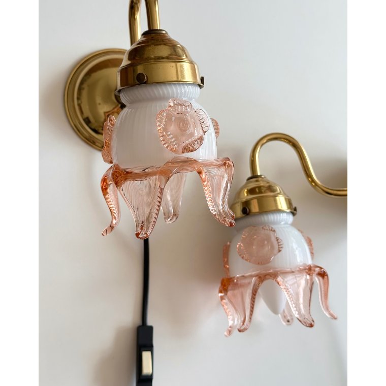 V�glamper m rosa glas, 2 stk samlet