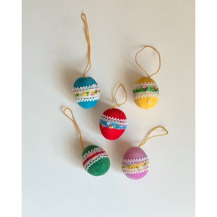 Farverige g m blomstret bort, 5 stk samlet