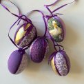 Mini Easter eggs, purple w gold, set of 5, NB