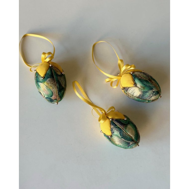 Mini Easter eggs, yellow top, set of 3