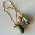 Mini Easter eggs, green w gold, set of 2