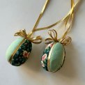 Mini Easter eggs, green w gold, set of 2