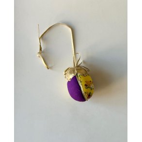 Small Easter egg, purple w chickens/gold