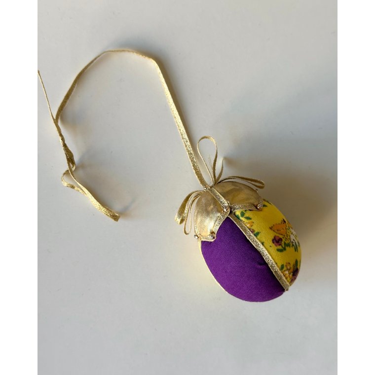 Small Easter egg, purple w chickens/gold