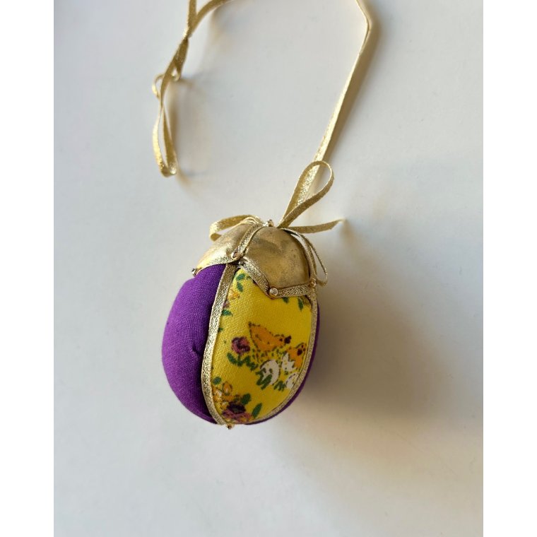 Small Easter egg, purple w chickens/gold
