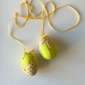 Small Easter egg, neon yellow w flowers, set of 2