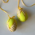 Small Easter egg, neon yellow w flowers, set of 2