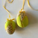 Small Easter egg, neon yellow w flowers, set of 2