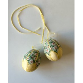 Medium Easter eggs, yellow w daisies, set of 2