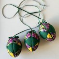 Medium Easter egg, green w flowers, set of 3