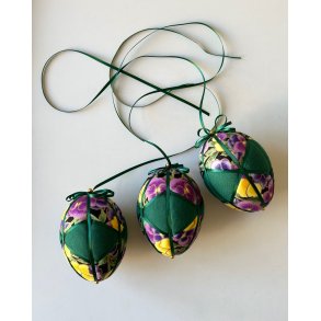 Medium Easter egg, green w flowers, set of 3