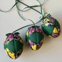 Medium Easter egg, green w flowers, set of 3