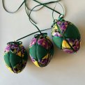 Medium Easter egg, green w flowers, set of 3