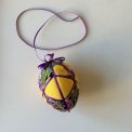 Medium Easter egg, yellow w purple