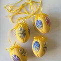 Medium Easter egg, yellow w flowers, set of 4
