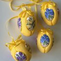 Medium Easter egg, yellow w flowers, set of 4