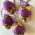 Medium Easter egg, purple w pansies, set of 4