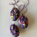 Large Easter eggs, purple w fluff, set of 3