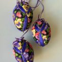 Large Easter eggs, purple w fluff, set of 3
