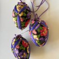 Large Easter eggs, purple w fluff, set of 3