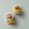 Pearl-stitched chickens, pastel