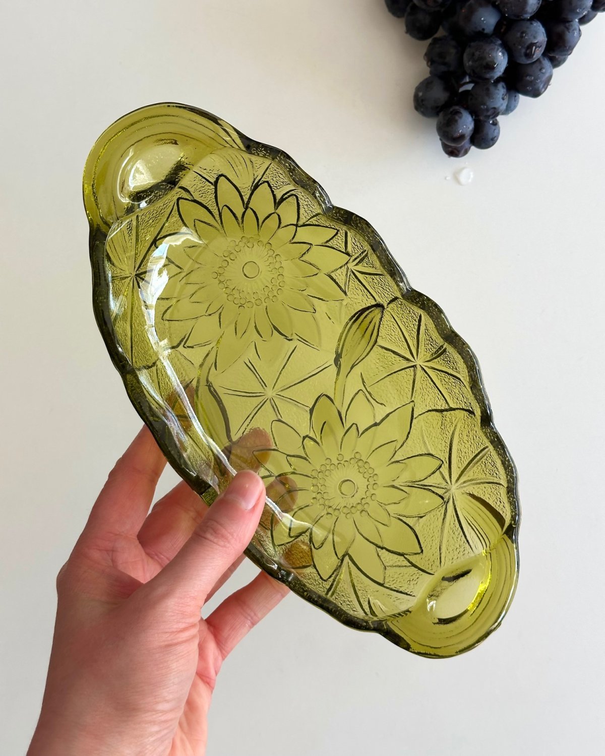 Indiana Glass, oval skål - Fade - loppegal.dk