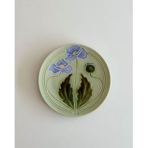 Art nouveau tallerken, valmuer