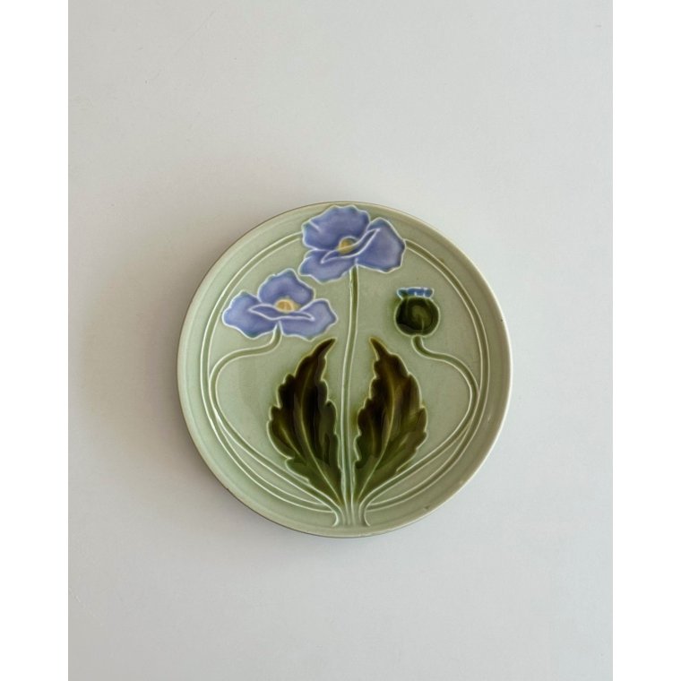 Art nouveau tallerken, valmuer