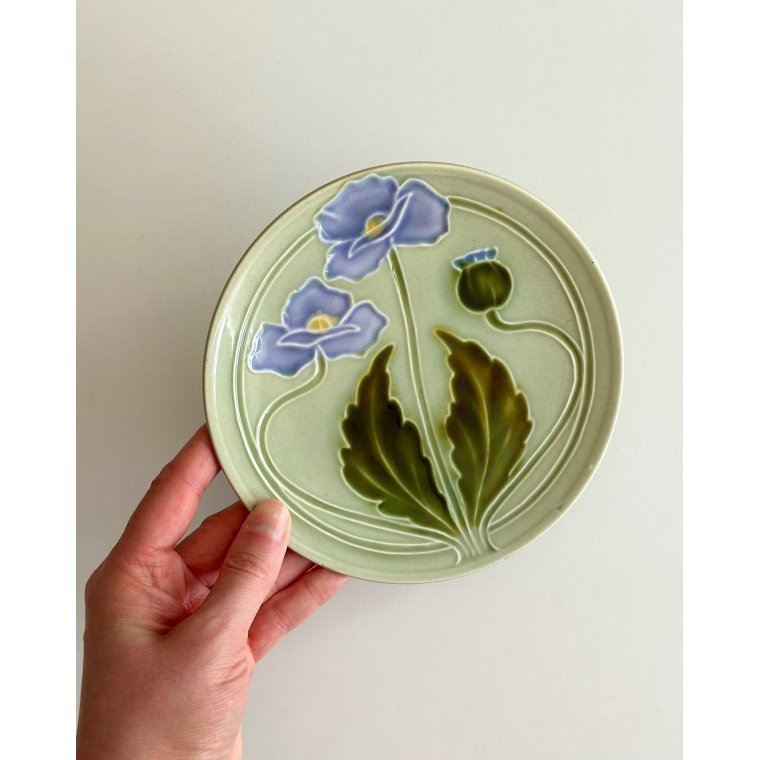 Art nouveau tallerken, valmuer