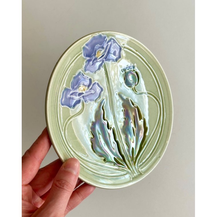 Art nouveau tallerken, valmuer