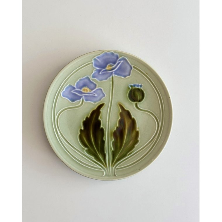 Art nouveau tallerken, valmuer