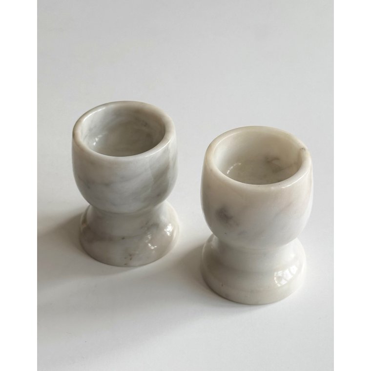 Marble egg cups on foot, set of 2