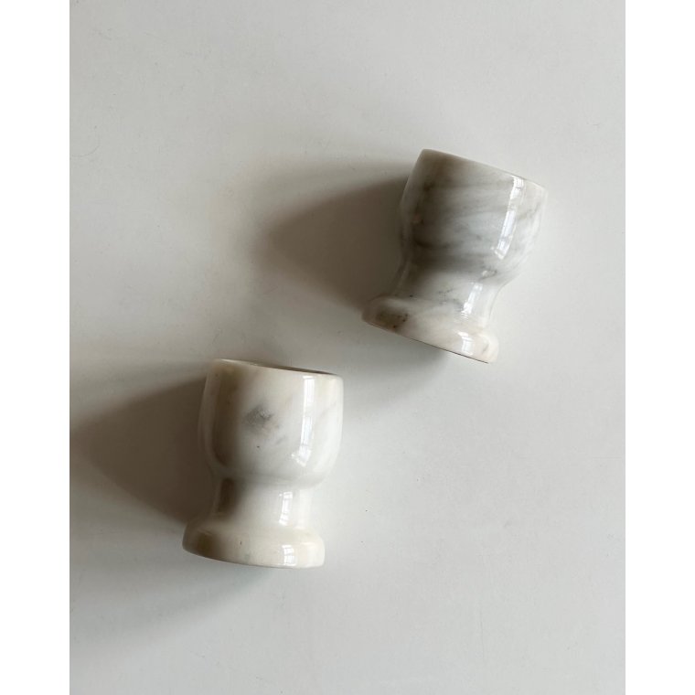 Marble egg cups on foot, set of 2