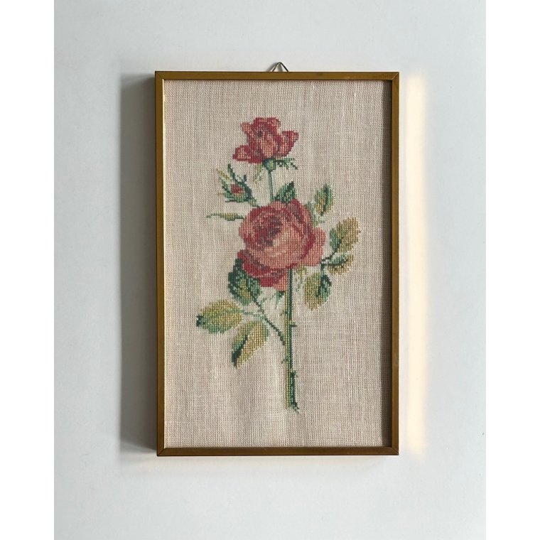 Broderi, rd rose