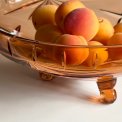 Rosy glass bowl w 3 feet