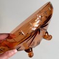 Rosy glass bowl w 3 feet