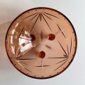 Rosy glass bowl w 3 feet